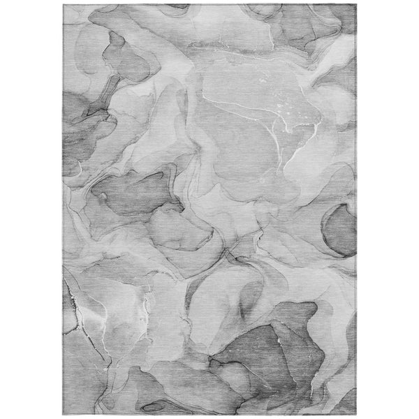 Homeroots 8' X 10' Gray Abstract Washable Non Skid Indoor Outdoor Area Rug Gray Polyester 559502