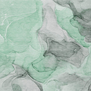 Homeroots 3' X 5' Green Abstract Washable Non Skid Indoor Outdoor Area Rug Green Polyester 559508