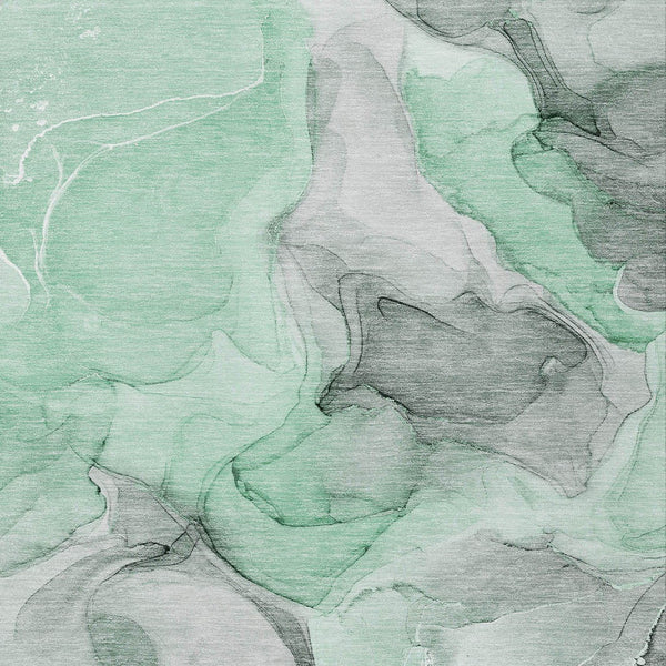 Homeroots 3' X 5' Green Abstract Washable Non Skid Indoor Outdoor Area Rug Green Polyester 559508