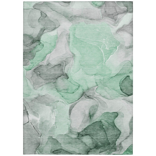 HomeRoots 5' Blue Abstract Washable Area Rug - Durable, Non-Skid, Stylish for Indoor & Outdoor Spaces 10' X 14' 559513