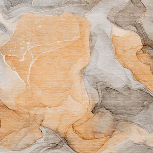 Homeroots 3' X 5' Orange Abstract Washable Non Skid Indoor Outdoor Area Rug Orange Polyester 559517