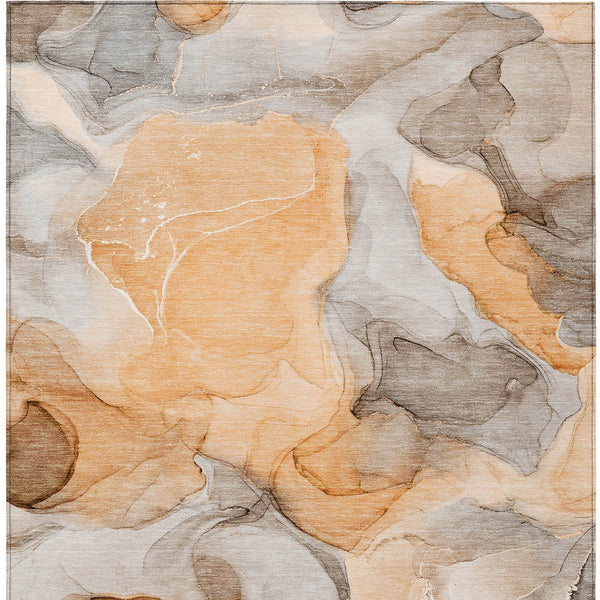 Homeroots 3' X 5' Orange Abstract Washable Non Skid Indoor Outdoor Area Rug Orange Polyester 559517