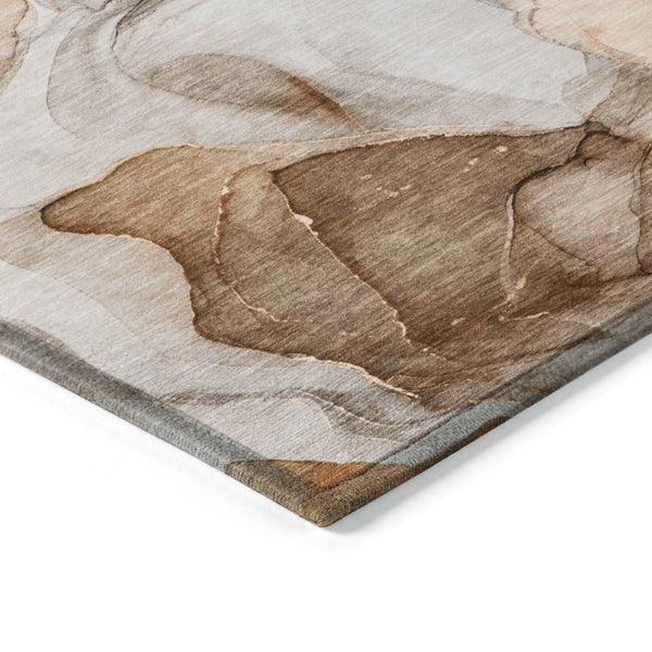 Homeroots 8' X 10' Orange Abstract Washable Non Skid Indoor Outdoor Area Rug Orange Polyester 559520