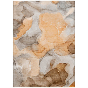 Homeroots 10' X 14' Orange Abstract Washable Non Skid Indoor Outdoor Area Rug Orange Polyester 559522