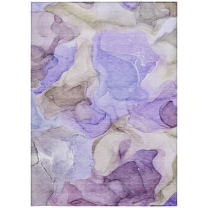 Homeroots 8' X 10' Gray And Purple Abstract Washable Non Skid Indoor Outdoor Area Rug Purple Polyester 559529