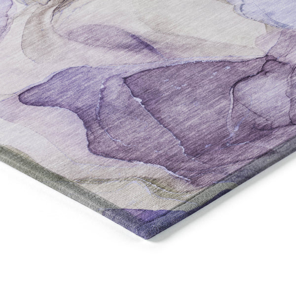Homeroots 8' X 10' Gray And Purple Abstract Washable Non Skid Indoor Outdoor Area Rug Purple Polyester 559529