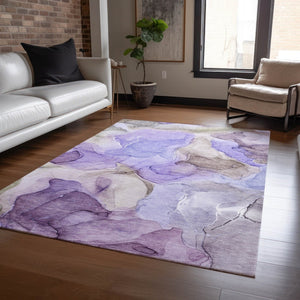 HomeRoots 5' Blue Abstract Washable Area Rug - Durable, Non-Skid, Stylish for Indoor & Outdoor Spaces 8' X 10' 559529