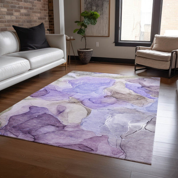 HomeRoots 5' Blue Abstract Washable Area Rug - Durable, Non-Skid, Stylish for Indoor & Outdoor Spaces 8' X 10' 559529
