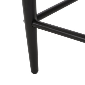 English Elm Counter Stools Set of Two Matte Black Iron Frames Gold Trim Upholstered Seats N771P249370A