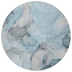 Homeroots 8' Runner Stylish Abstract Washable Non-skid Area Rug For Indoor And Outdoor Spaces, Stain Resistant 8' Round Polyester 559537