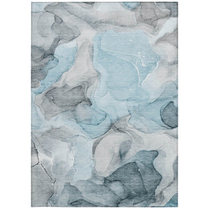 Homeroots 9' X 12' Teal Abstract Washable Non Skid Indoor Outdoor Area Rug Teal Polyester 559539