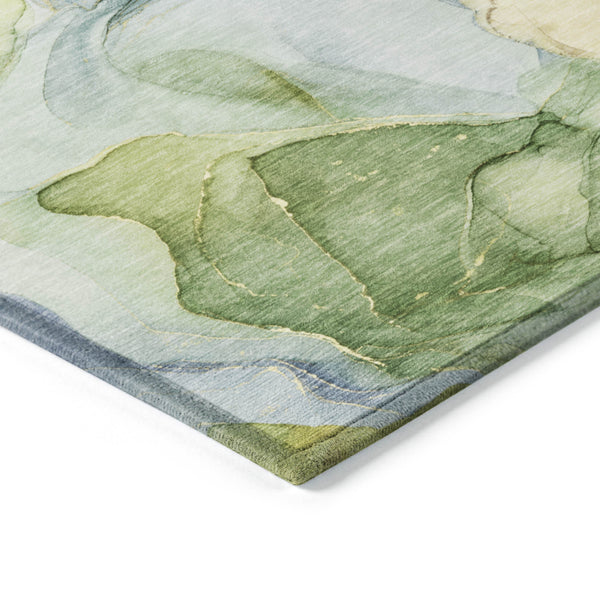 Homeroots 5' X 8' Yellow Abstract Washable Non Skid Indoor Outdoor Area Rug Yellow Polyester 559545