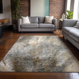 Homeroots 3' X 5' Beige Abstract Washable Non Skid Indoor Outdoor Area Rug Beige Polyester 559553