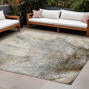 HomeRoots 5' Beige Abstract Washable Indoor Outdoor Area Rug - Durable, Stain-Resistant, Non-Skid Design 8' X 10' 559556
