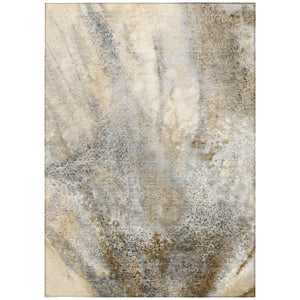 Homeroots 5' Beige Abstract Washable Non-skid Area Rug - Elegant, Stain Resistant, Perfect For Indoor & Outdoor Use 9' X 12' Polyester 559557