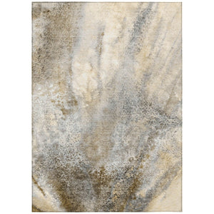 HomeRoots 5' Beige Abstract Washable Indoor Outdoor Area Rug - Durable, Stain-Resistant, Non-Skid Design 9' X 12' 559557