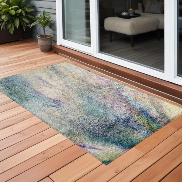 Homeroots 5' Beige Abstract Washable Non-skid Area Rug - Elegant, Stain Resistant, Perfect For Indoor & Outdoor Use 3' X 5' Polyester 559562