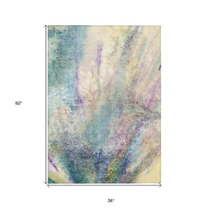 Homeroots 5' Beige Abstract Washable Non-skid Area Rug - Elegant, Stain Resistant, Perfect For Indoor & Outdoor Use 3' X 5' Polyester 559562