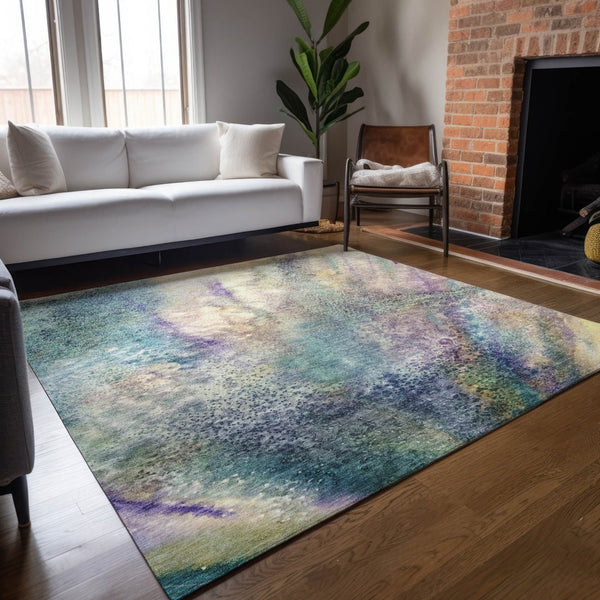 HomeRoots 5' Beige Abstract Washable Indoor Outdoor Area Rug - Durable, Stain-Resistant, Non-Skid Design 5' X 8' 559563