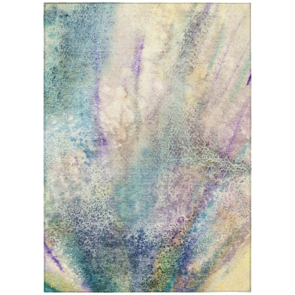 HomeRoots 5' Beige Abstract Washable Indoor Outdoor Area Rug - Durable, Stain-Resistant, Non-Skid Design 10' X 14' 559567