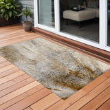 Homeroots 3' X 5' Brown Abstract Washable Non Skid Indoor Outdoor Area Rug Brown Polyester 559571