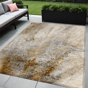 Homeroots 5' Beige Abstract Washable Non-skid Area Rug - Elegant, Stain Resistant, Perfect For Indoor & Outdoor Use 5' X 8' Polyester 559572