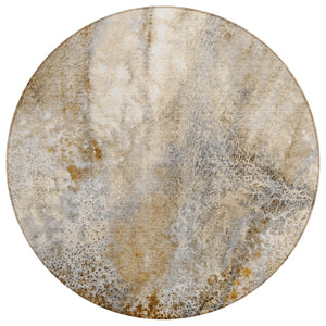 HomeRoots 5' Beige Abstract Washable Indoor Outdoor Area Rug - Durable, Stain-Resistant, Non-Skid Design 8' Round 559573