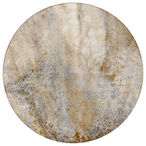 HomeRoots 5' Beige Abstract Washable Indoor Outdoor Area Rug - Durable, Stain-Resistant, Non-Skid Design 8' Round 559573