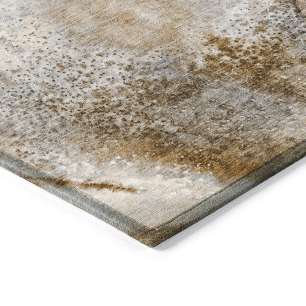 HomeRoots 5' Beige Abstract Washable Indoor Outdoor Area Rug - Durable, Stain-Resistant, Non-Skid Design 8' X 10' 559574