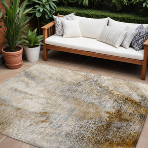 Homeroots 5' Beige Abstract Washable Non-skid Area Rug - Elegant, Stain Resistant, Perfect For Indoor & Outdoor Use 9' X 12' Polyester 559575