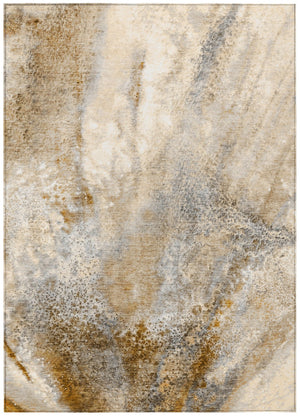 HomeRoots 5' Beige Abstract Washable Indoor Outdoor Area Rug - Durable, Stain-Resistant, Non-Skid Design 10' X 14' 559576
