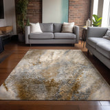 Homeroots 10' X 14' Brown Abstract Washable Non Skid Indoor Outdoor Area Rug Brown Polyester 559576