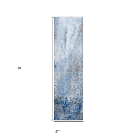 Homeroots 5' Beige Abstract Washable Non-skid Area Rug - Elegant, Stain Resistant, Perfect For Indoor & Outdoor Use Navy Polyester 559587