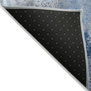 Homeroots 5' Beige Abstract Washable Non-skid Area Rug - Elegant, Stain Resistant, Perfect For Indoor & Outdoor Use Navy Polyester 559587