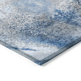 Homeroots 3' X 5' Ivory Blue And Gray Abstract Washable Non Skid Indoor Outdoor Area Rug Navy Polyester 559589