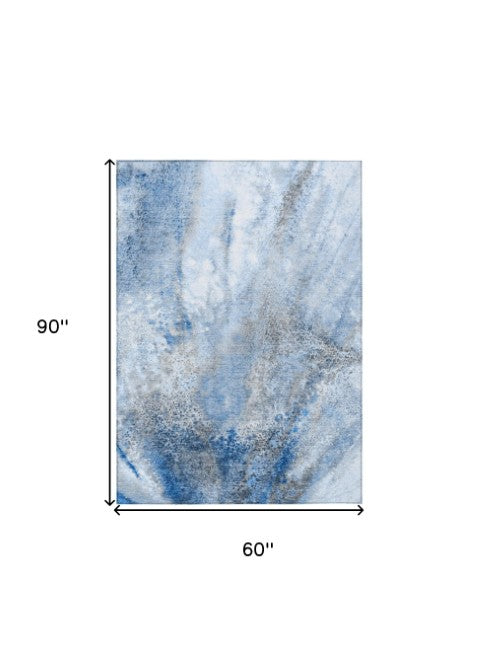 Homeroots 5' Beige Abstract Washable Non-skid Area Rug - Elegant, Stain Resistant, Perfect For Indoor & Outdoor Use 5' X 8' Polyester 559590