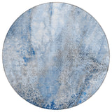 Homeroots 8' Round Ivory Blue And Gray Round Abstract Washable Non Skid Indoor Outdoor Area Rug Navy Polyester 559591