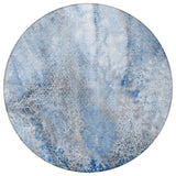 Homeroots 8' Round Ivory Blue And Gray Round Abstract Washable Non Skid Indoor Outdoor Area Rug Navy Polyester 559591