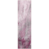 Homeroots 8' Runner Pink Abstract Washable Non Skid Indoor Outdoor Runner Rug Pink Polyester 559596