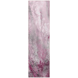 Homeroots 8' Runner Pink Abstract Washable Non Skid Indoor Outdoor Runner Rug Pink Polyester 559596