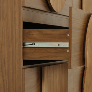 English Elm Modern Fluted 6 Drawer Dresser with Solid Wood Legs Japandi Chest for Bedroom Brown N739S0000013N
