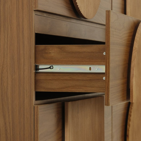 English Elm Modern Fluted 6 Drawer Dresser with Solid Wood Legs Japandi Chest for Bedroom Brown N739S0000013N