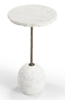 Basset Mirror Aeirith Accent Table - Modern Sophistication With Unique Live-edge White Marble & Antique Brass Finish White Stone,Metal 5596-lr-223