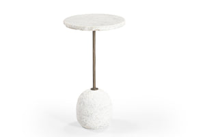 Basset Mirror Aeirith Accent Table - Modern Sophistication With Unique Live-edge White Marble & Antique Brass Finish White Stone,Metal 5596-lr-223