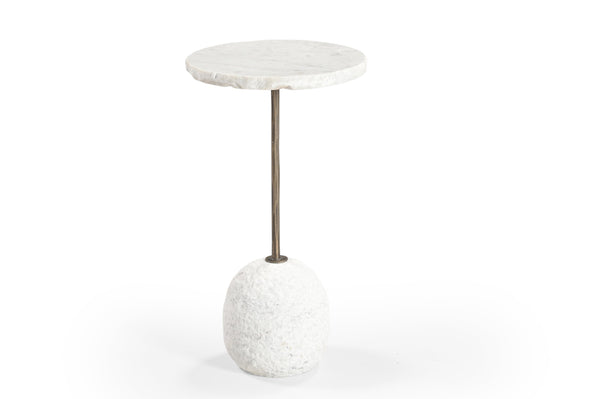 Basset Mirror Aeirith Accent Table - Modern Sophistication With Unique Live-edge White Marble & Antique Brass Finish White Stone,Metal 5596-lr-223
