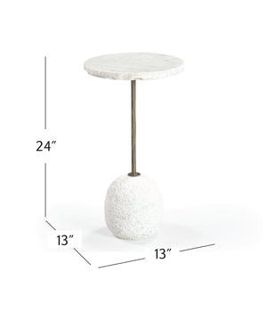 Basset Mirror Aeirith Accent Table - Modern Sophistication With Unique Live-edge White Marble & Antique Brass Finish White Stone,Metal 5596-lr-223