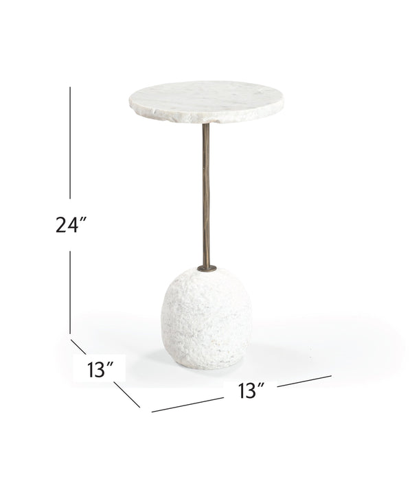 Basset Mirror Aeirith Accent Table - Modern Sophistication With Unique Live-edge White Marble & Antique Brass Finish White Stone,Metal 5596-lr-223