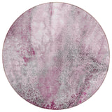 Homeroots 8' Round Pink Round Abstract Washable Non Skid Indoor Outdoor Area Rug Pink Polyester 559600