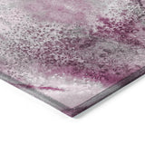 Homeroots 8' Round Pink Round Abstract Washable Non Skid Indoor Outdoor Area Rug Pink Polyester 559600