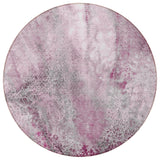 Homeroots 8' Round Pink Round Abstract Washable Non Skid Indoor Outdoor Area Rug Pink Polyester 559600